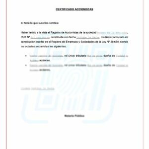 Certificado de accionistas (imagen 1)