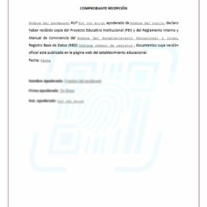 Comprobante recepción REGLAMENTO INTERNO y PEI (imagen 1)